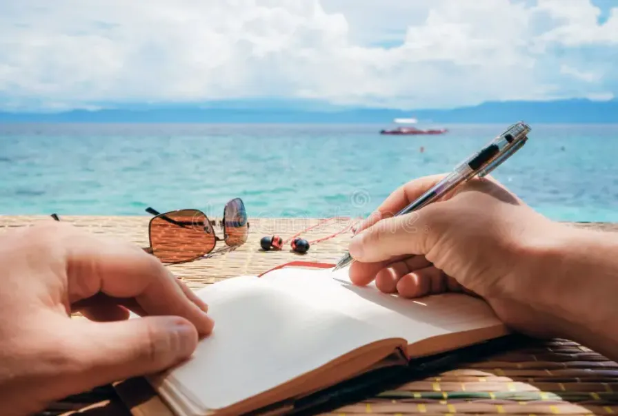 journaling at the beach